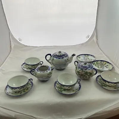 Vintage Hand Painted Nippon Tea Set - Pot Sugar Creamer & 4 Cups & Saucers + • $65