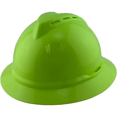 MSA Advance Full Brim Vented Hard Hat With 4 Point Ratchet Suspension Hi Viz Lim • $41.99