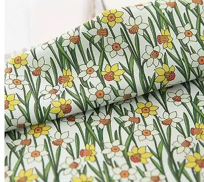 Narcissus Daffodil Flower Patterned Fabric Made In Korea By The Yard • $16.50