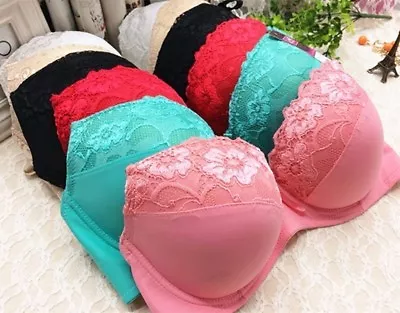 UK Ladies Underwear Sexy Lace Floral Bra Padded Multiway Strapless Push Up Bra • £9