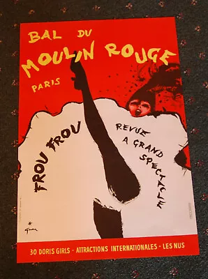 Vintage 1960s MOULIN ROUGE FROU FROU POSTER BY RENE GRUAU  • $150