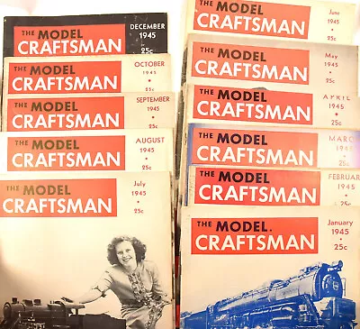 RARE!! Eleven (11) Vintage 1945 THE MODEL CRAFTSMAN Magazines (11/45 Is Missing) • $25