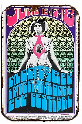 Monterey Pop Festival 1967 METAL TIN SIGN  12 X 18 Hendrix Joplin • $22.95