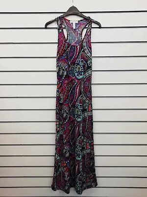 LADIES MULTI PRINT RACERBACK JERSEY MAXI DRESS SIZE M NEW (ref 869) • £9.95