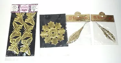 Vintage Gold Foil Filigree Trims Butterfly Christmas Ornaments Decoupage Crafts • $8