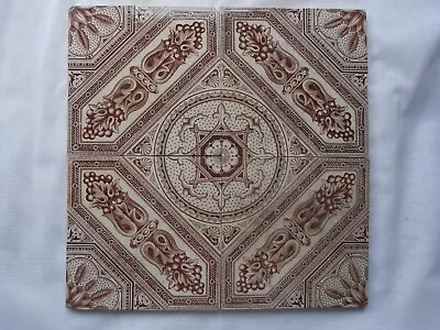 Set Of 4  Victorian / Edwardian Brown Geometric Patterned Tiles 6  X 6  • £34.95