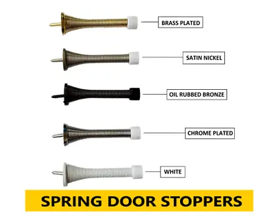 Wall Mounted Spring Door Stop Sprung Stopper Skirting Board Stopper Metal Buffer • £3.99