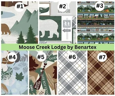 Moose Creek Lodge At The Cabin Boxes Signs Plaid Choose  By The Half Yard • $4.20