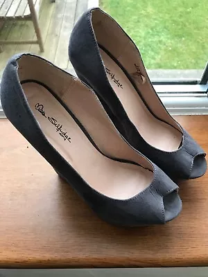 Miss Selfridge Grey Peep Toe Wedge Heel Platform Shoes Size 3 • £4.99