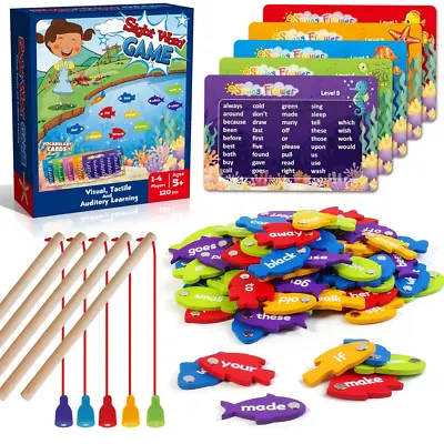 Christmas Gift For Kids-Wooden Magnetic Sight Word Fishing Game Educational Toy • $29.99