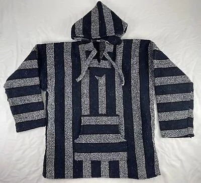Baja Hoodie Men's Mexican Stripe Knit Pullover Poncho Drug Rug Festival Hippie • $13.51