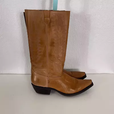 Laredo Tan Leather Pointed Toe Low Heel Western Cowboy Boots • $90