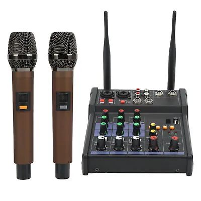 4 Channel Small BT Stereo Mixer With 2 Wireless Mics Family Stereo Processor HEN • £84.50