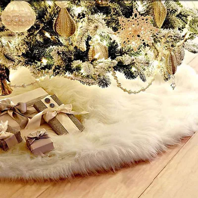 Christmas Decorations Tree Skirt 122/152cm Snow Base Floor Decor Mat Cover☫ • $25.59