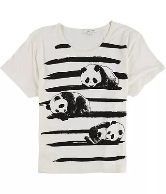 I LOVE H81 Womens Brush Pandas Graphic T-Shirt Off-White Small • $15.21