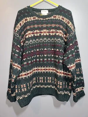 Vtg Eddie Bauer Ski Sweater 100% Wool Nordic Fair Isle Mens Xxl • $25