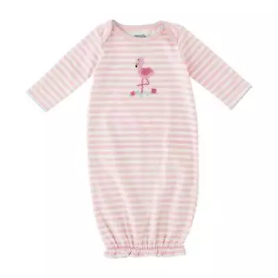 Mud Pie Fun In The Sun Pink Striped Jersey Crocheted Flamingo Gown  0-3 Months • $24