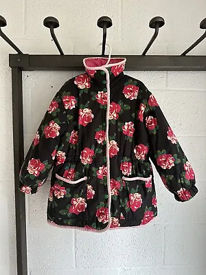 Vintage Girls Kenzo Paris Coat Size 5T 114 Reversible Floral Roses Pink • $19.99
