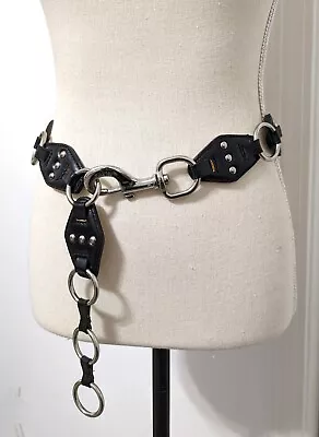 Michael Kors Chunky Black Leather Metal Belt One Size • $33