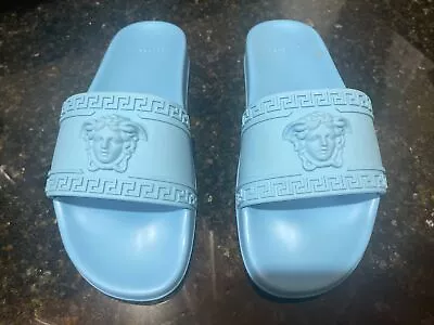 NEW VERSACE Palazzo Medusa Slide Sandals /LIGHT BLUE/ 10US-43EU / 100% Authentic • $149.99