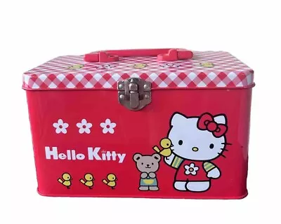 RARE* VTG Hello Kitty & Teddy 1998 Metal Lunch Trinket Tin Box W/ Gingham Design • $37.30