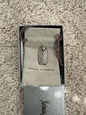 $199 • Buy Authentic David Yurman 925 Pendant Silver Tag Chevron Design