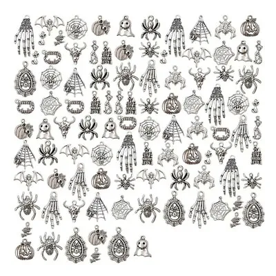 Metal Halloween Charms For Jewellery Making Mixed 9-24mm Antique Silver • £3.49