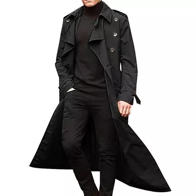 Winter Warm Men Formal Trench Coat Smart Work Tops Outwear Overcoat Long Jacket· • £38.29
