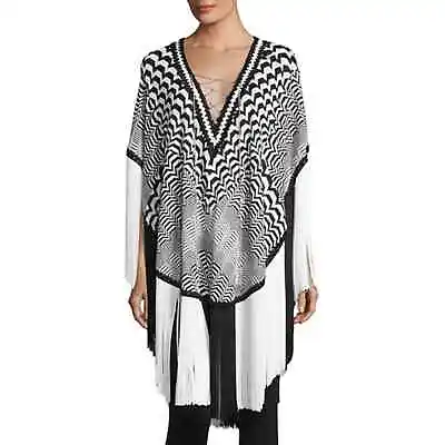 NWT MISSONI MARE Greca Bicolor Fringe Coverup Poncho Striped Zigzag M $1230 • $539.99