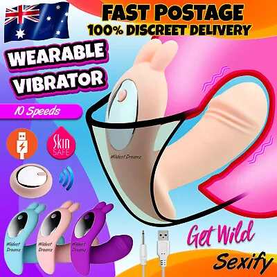 Remote Control Rabbit Vibrator Wearable Dildo Clit Vibrating Panties USB Sex Toy • $29.95