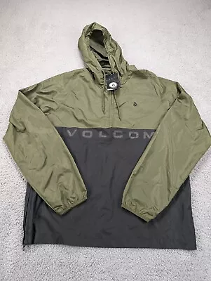 Volcom Eckerton Hooded Anorak Jacket Windbreaker Mens Large Green Brown NWT  • $48.66