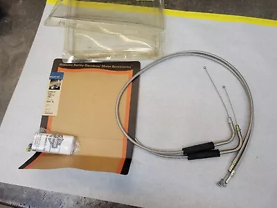 NOS HARLEY  Stainless Steel Braided Throttle/Idle Control Cable Kit 56344-00 • $109.99