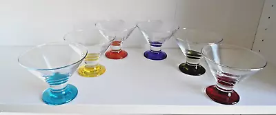 Set Of 6 Cocktail / Martini / Ice Cream Harlequin Style Glasses - Like New ! • $43.95