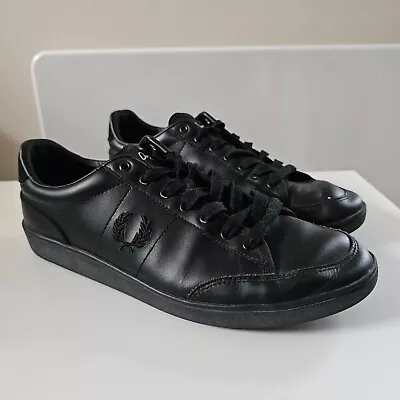 Fred Perry Classic Black Leather Plimsoll Shoes Men's Size 9 • £24.99
