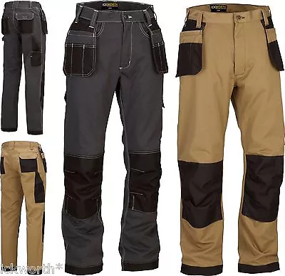 £24.95 • Buy Heavy Duty Pro Work Trousers With Kneepad & Holster Multi Pockets Cargo Style