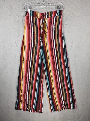 Free People Pants Women's Small Colorful Striped Pull On Viscose Boho Festival  • $24.95