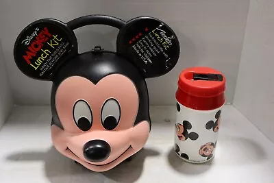 Vintage Disney Mickey Mouse Head Aladdin Kid's Lunch Box Kit With Thermos  • $59.99