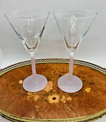 £15.99 • Buy Stunning Pair Of Quality Vintage Pink Stemmed Martini / Cocktail Glasses - VGC