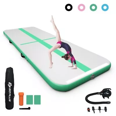 Goplus 10FT Air Track Inflatable Gymnastics Tumbling Mat Pad W/ Pump & Bag Green • $129.28