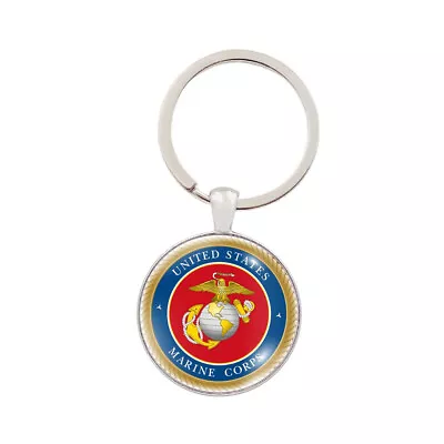 U.S.A Marine Corps Emblem Key Ring Zinc Alloy Key Chain Cabochon Glass Keychain • $6.69