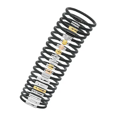 Unisex Genuine Leather Stainless Steel Magnetic Clasp Bracelet Black 8  Inches • $7.99