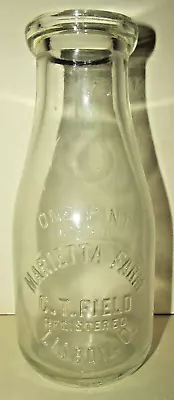 Rare Marietta Farm C.t. Field Lisbon O Ohio Oh Embossed Pint Vintage Milk Bottle • $24.99