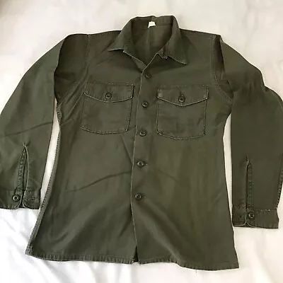 Vintage Vietnam US Military OG-107 Utility Shirt Sateen Army Size Medium Fatigue • $34.95