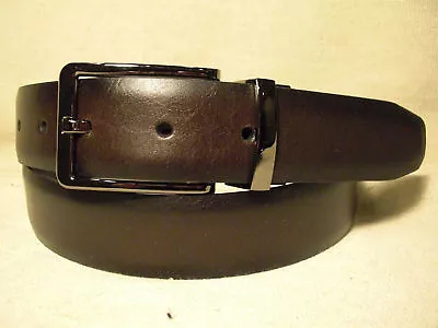 Non-Branded Mens Dark Brown/Black Leather Reversible Belt Sz 36 • $14