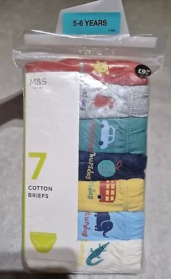 Boys Marks And Spencer 7pack Briefs Age 5-6 Yrs BNWT • £9.99