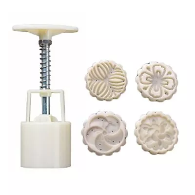 50g Mooncake Mold With 4pcs Flower Stamps Hand Press Moon Cake Pastry • $9.35
