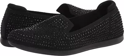 Clarks Cloudsteppers Embellished Loafers Carly Dream Sparkle Black Women's 6 M • $33.99