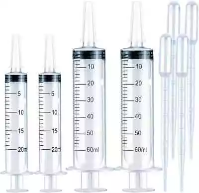 4 Pack 20ml & 60ml Plastic Syringe Large Syringes Without Needle For Scientific • $12.67