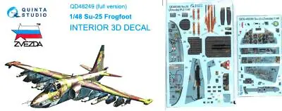 Quinta Studios 1/48 SUKHOI Su-25 DECAL COLORED INTERIOR SET Zvezda • $27.99