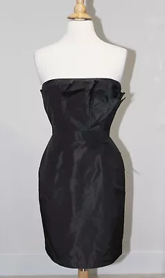 NWT J CREW Black Fan Pleated Strapless Silk Taffeta Cocktail Dress Sz 10 • $39.99